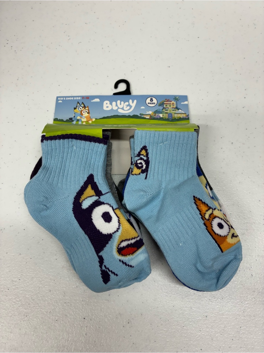 Bluey boys socks shoe size 7-10 blue 8 pairs crew new with tags